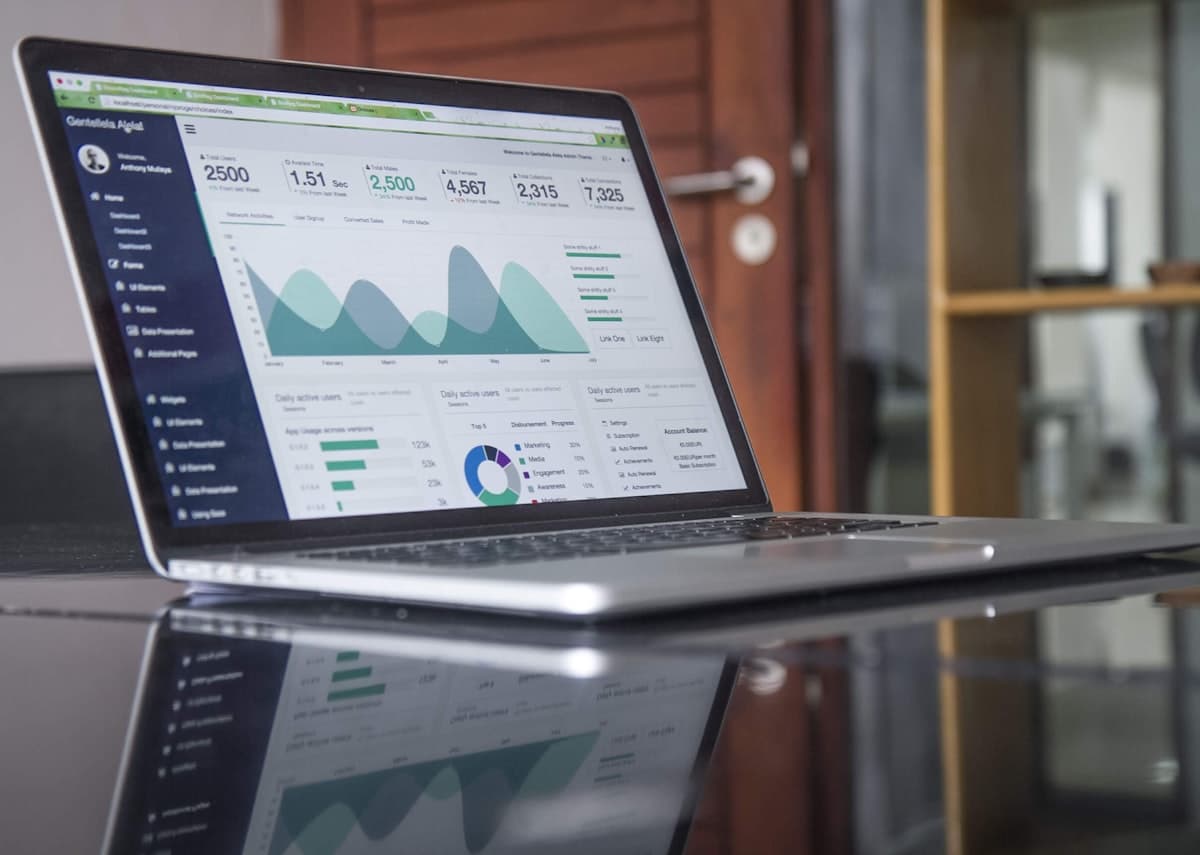 Analytics charts on a laptop screen