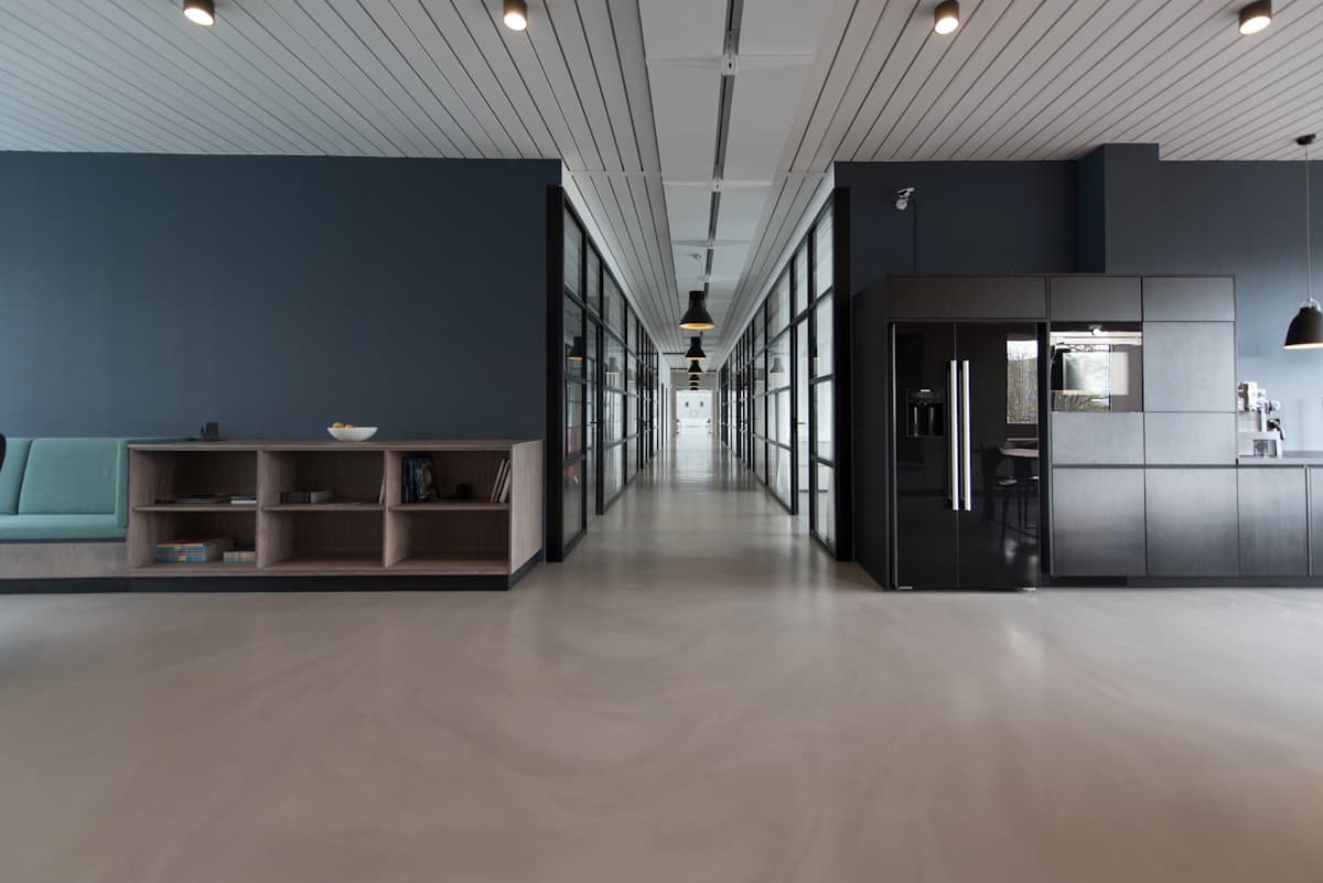 An open office with natural light and desks