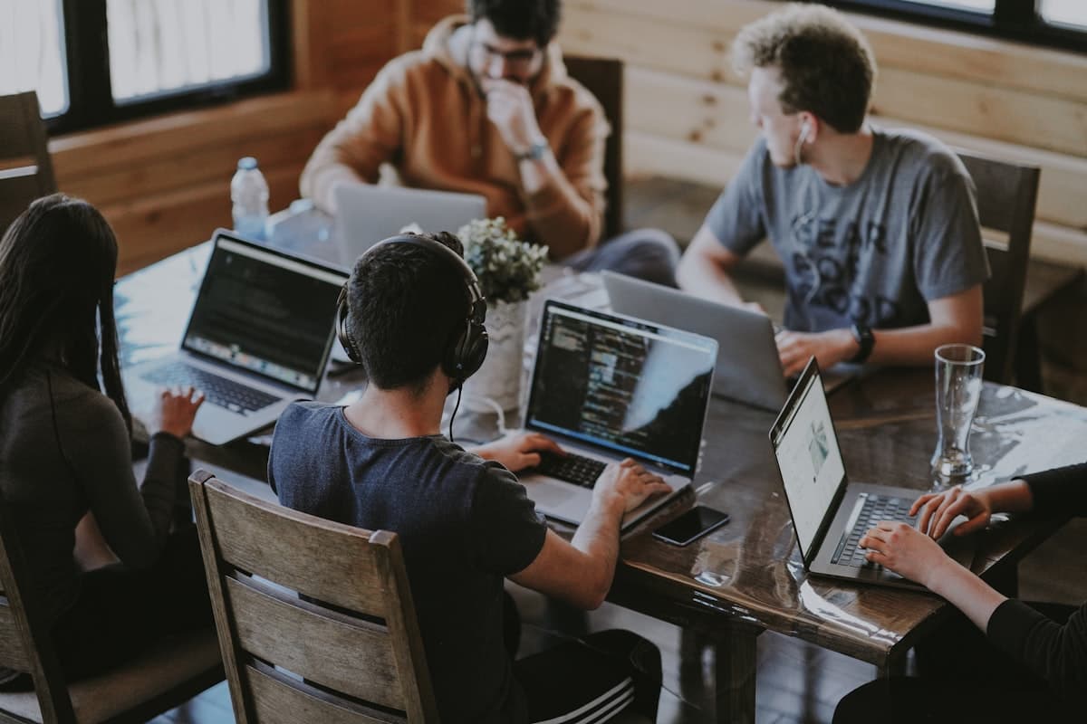 A diverse team collaborating around a table